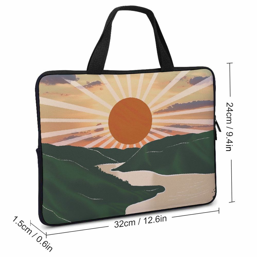 JRXY Sunset River Hills Laptop Bag Diving Fabric Soft Carrying Travel Case Neoprene Tablet Cover 12inch