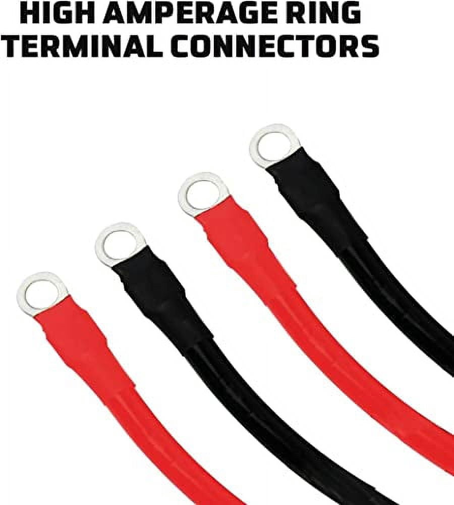 Power Bright 4 AWG 3ft High Amp Pure Copper Battery Cable with 5/8" and 7/16" Lugs, Professional Series 4 Gauge Wire Cables for Car Power Inverter, RV Battery, Boat, Marine and Solar Applications