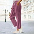 thumbnail image 6 of Edvintorg Plus Size Pants Women Fashion Solid Color Stretch Elastic Waist Corduroy Pants Office Work Casual Trousers with Drawstring Pink XXL, 6 of 6