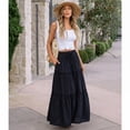 thumbnail image 3 of Whoinshop Womens Boho Maxi Skirt 2026 Summer Cruise Casual High Waist Tie Flowy Long Skirt with Pockets For Beach Vacation, 3 of 6