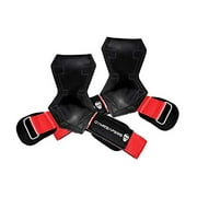 Gymreapers Weight Lifting Grips (Pair) for Heavy Powerlifting, Deadlifts, Rows, Pull Ups, with Neoprene Padded Wrist Wraps Support and Strong Rubber Gloves or Straps for Bodybuilding (Red, Medium)