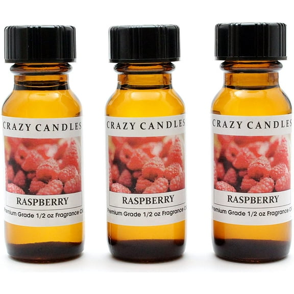 Crazy Candles Raspberry 3 Bottles 1/2 Fl Oz Each (15ml) Premium Grade Scented Fragrance Oil Made in USA