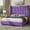 Purple, variant on Papajet Queen Bed Frame with 58" Tall Headboard, Velvet Upholstered Platform bed with Channel Tufted Wingback Headboard and Plating Trim, Purple