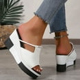 thumbnail image 3 of Mepaouo Wedge Slide Sandals for Women Leather Open Toe Platform Walking Shoes Slip on Mules White 8.5, 3 of 8
