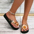 thumbnail image 2 of Flip Flops for Women with Arch Support Bohemia Flower Beach Vacation Thong Sandals Lightweight Platform Slides Black Size 8.5, 2 of 7