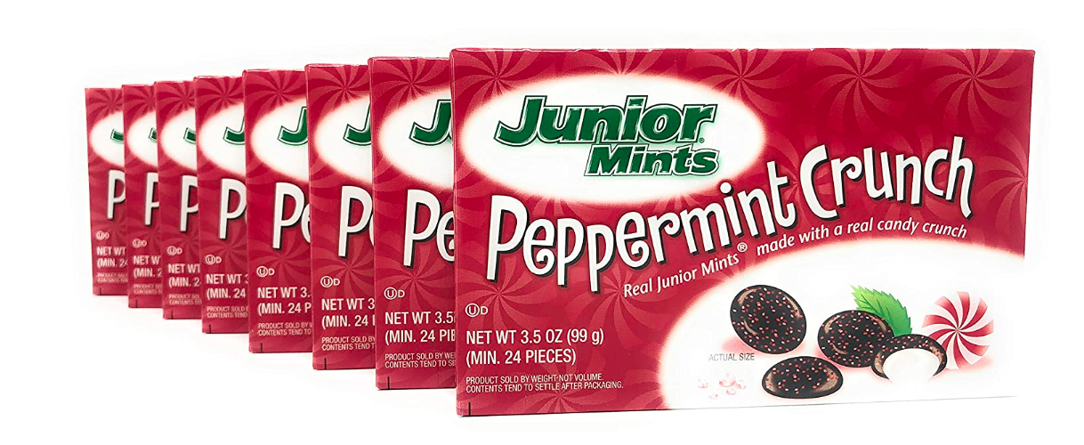 Junior Mints Peppermint Crunch Chocolate Mints Pack of 8 Boxes 3.5