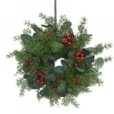 Christmas Wreath for Front Door, 12 Inch Nearly Natural Christmas Door Wreath, Artificial Large Christmas Wreaths with Light Xmas Decoration for Windows, Fireplaces, Walls, Outdoor