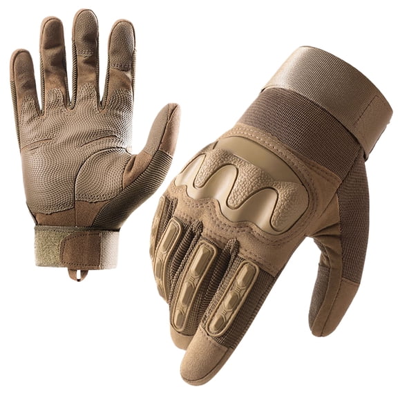 Mwjwdo Patrol Full-Finger Gloves Hard Shell Knuckle Protection Non-Slip Grip Adjustable Wrist Band Yellow