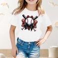 thumbnail image 2 of YUEHUA T-Shirt for Girls 14 16 Summer Boys Girls and Children's Short Sleeved Baseball Patterned Casual Loose Fitting Short Sleeved T Shirt, Size 6-7 Years, 2 of 6