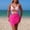 01 Pink, variant on YueHuiYing Women Mesh One Piece Swimdress Swimsuit Tummy Control V Neck Cutout Bathing Suit Wrap Drawstring Sarong Swimwear