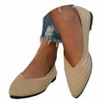 thumbnail image 3 of Xiaoxatg Women's Casual Shoes - Pointed Shallow Mouth Breathable Flat Shoes for Women Large Size Knitted Fashionable Solid Color Footwear 7 Beige, 3 of 9