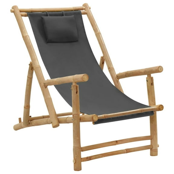 Casafoyer Deck Chair Bamboo and Canvas Dark Gray