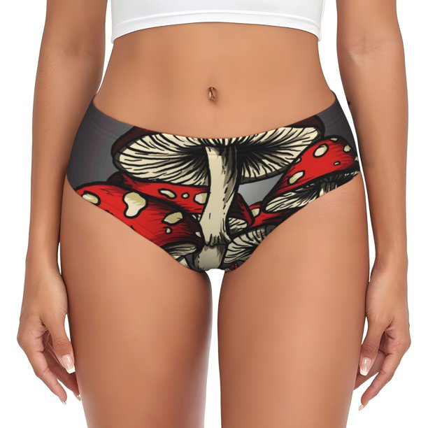 Fotbe Red Mushrooms Calzones Estampados para Mujer – Ropa Interior de Algodón, Cómoda, Suave y Elástica-Medium