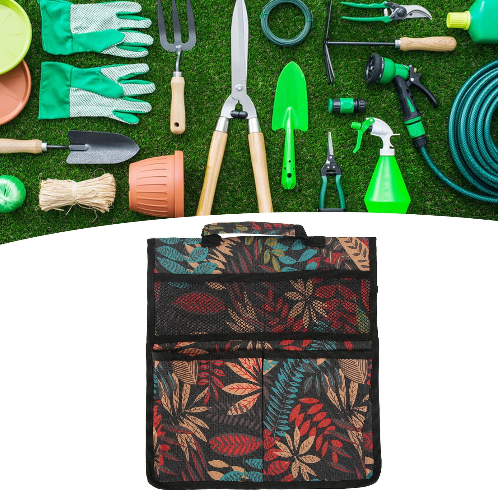 Garden Stools Pouch, Portable Garden Kneeler Tools Bag Large Capacity Red Leaves  For Patio