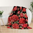 thumbnail image 4 of Rose Throw Blanket 50x60 Red Floral Blanket Blanket for Couch Sofa Bed Soft Cozy Lightweight Fuzzy Plush Fleece Blankets Black Spring Summer Flower Decorations Blanket 50 by 60, 4 of 6