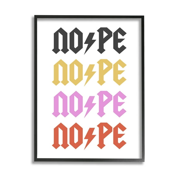Nope Thunder Bold Symbol Phrase Typography Graphic Art Black Framed Art Print Wall Art