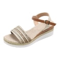 thumbnail image 3 of EliteGoogv Womens Sandals Platform Wedge Sandals For Women Summer Casual Walking Shoes Comfortable Heeled Sandals Travel Beach Vacation Shoes US: 10.5 Gold, 3 of 8