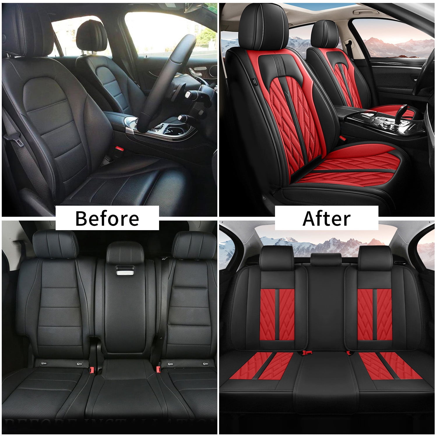 LAONNVIR Honda Crv Seat Covers Fit for Honda CR-V 2007-2024 2025 Leather Car Seat Cover Full Set for SUV,Waterproof Car Seat Cushion,Faux Leather,Black&Red 5 Seats