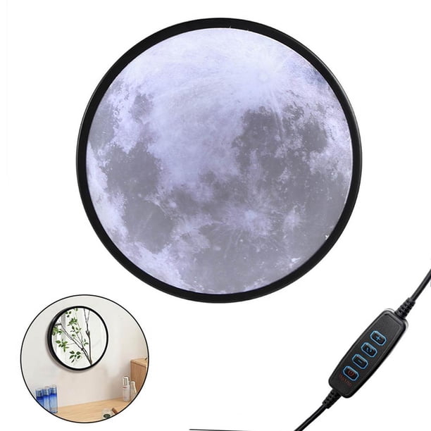Matsuzay Vestidor Espejo de pared de carga USB y luz de luna Luz de espejo de luna de baño con luz de 3 colores para sala de estar Dormitorio Iluminación navideña Matsuzay HA017045-00