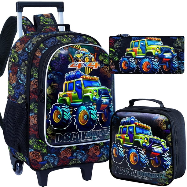 Mochila Rodante AGSDON para Niños y Niñas con Bolsa para Almuerzo y Estuche