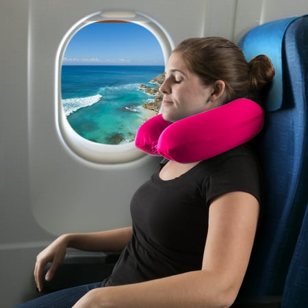 Memory-Foam-Travel-Pillow-Round-U-Shaped-Neck-Head-Support-with-Pillowcase-Protector-for-Sleeping-Airplanes-Train-and-Camping-by-Somerset-Home