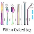 thumbnail image 3 of Travel Cutlery Set,Flatware Set Portable Utensils,Silverware Set Reusable Stainless Steel Tableware with Case Camping 8pcs Including Fork Spoon Chopsticks Cleaning Brush Straws(Rainbow), 3 of 5