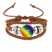 Gradient LGBT Ally Rainbow Bracelet Wristband Leather Jewelry Ornament