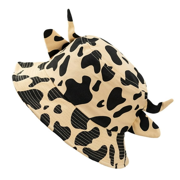 IBASETOY 1Set Bucket Hat Cotton Cow Pattern for Women Casual Outdoor Wearing