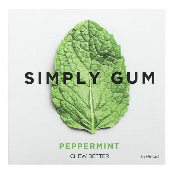Simply Gum, Chewing Gum, Peppermint, 15 Pieces Pack of 2