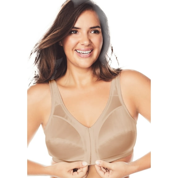 Comfort Choice Women's Plus Size Front-Close Satin Wireless Bra
