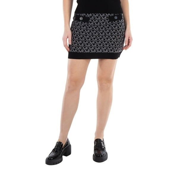 Michael Kors Monogram Jacquard Knitted Skirt, Size X-Small