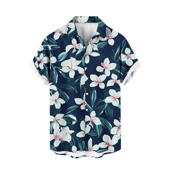 Txeol Mens Hawaiian Shirt Short Sleeve Tropical Vacation Button Down Beach Floral Palm Shirts Weekly Sale,Blue,XXXXXL