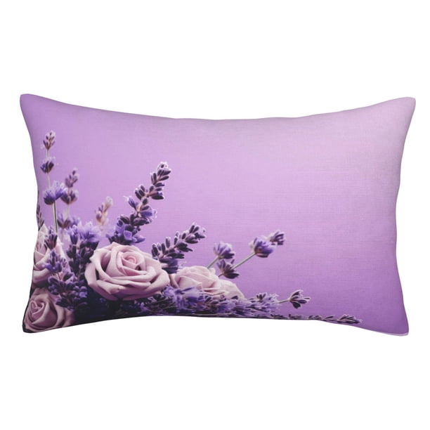 Balery Lavender Roses Arrangement Funda de Cojín Estampada, Regalos para Mujeres, Regalos de Amor para Ella, Regalos para Novia o Esposa, Funda de Almohada-16"x24"