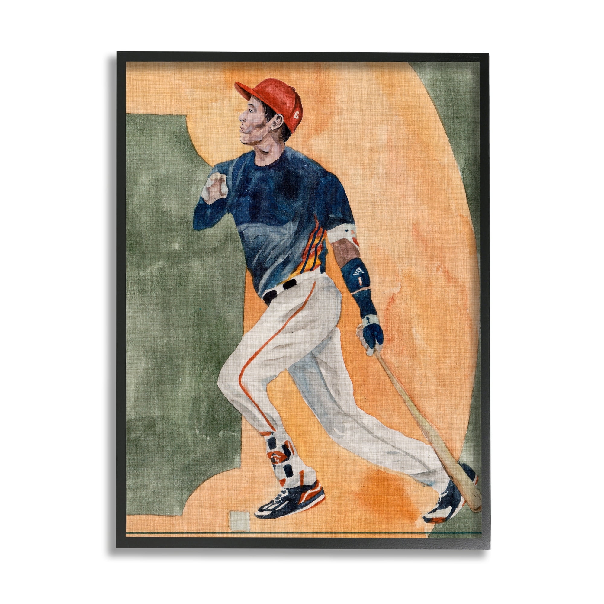 Stupell Industries Baseball Player Sports Painting Sports Painting Gray Framed Art Print Wall Art