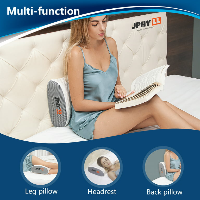 JPHYLL Lumbar Support Pillow - Memory Foam Lumbar Pillow Heated or Cooled  Gel Lumbar Pillow for Back Pain Relief for Long Time Use 