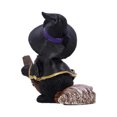 thumbnail image 6 of BNNG Small Lifelike Witching Hour Halloween Black Cat with Witch Hat and Cape Riding Magical Broomstick Figurine with Glass Eyes Witches Wicca Occult Feline Cats Kittens Decor, 6 of 7