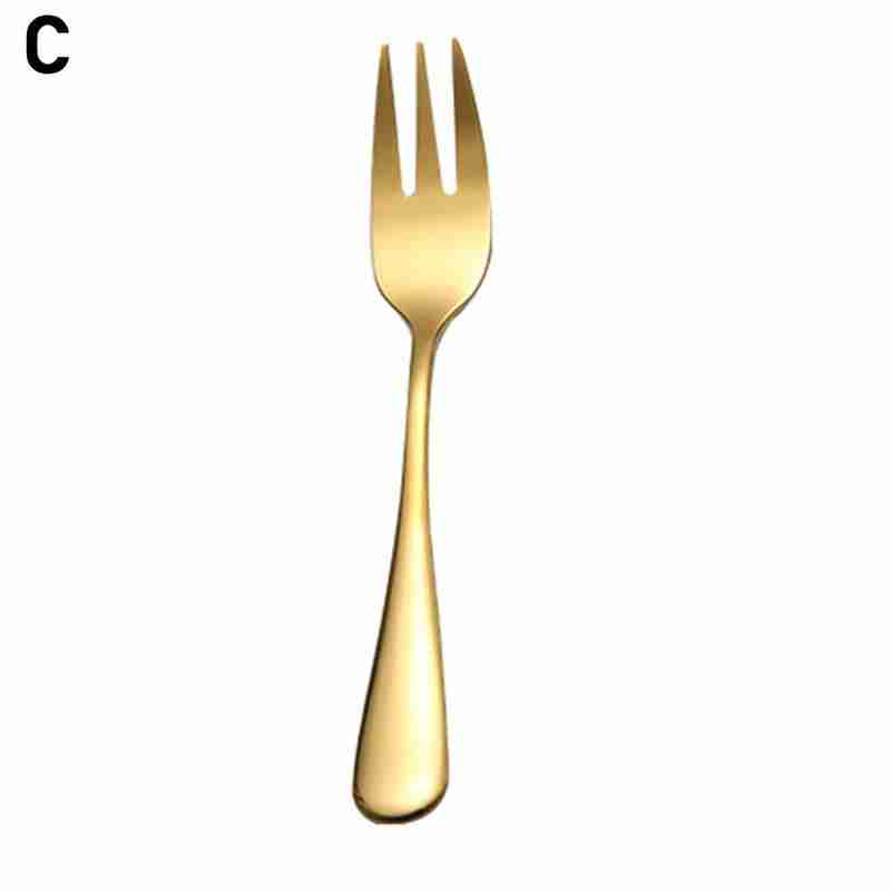 1pcs Tea Forks Set Stainless Steel Small Fork Gold Fruit Fork Dessert Fork For Cake Snack Black