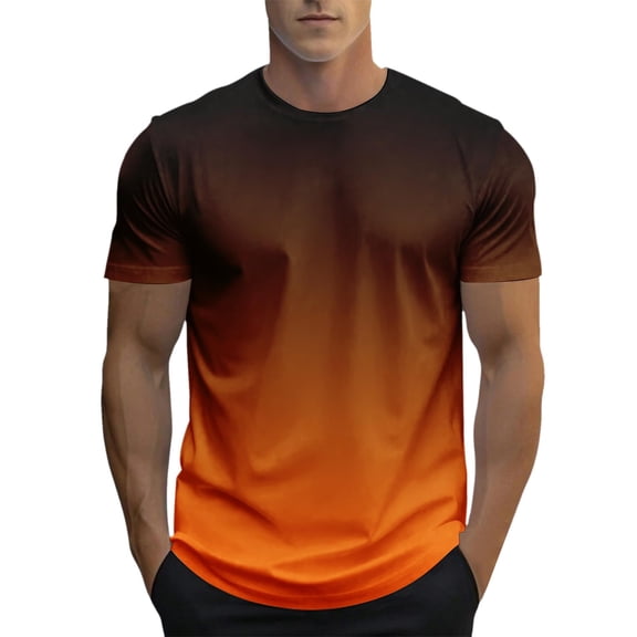 Krdevn Men's Oversized T Shirt Crew Neck Short Sleeve T Shirt with Gradient Print Basic Shirts Loose Casual Sports Shirts,5XL