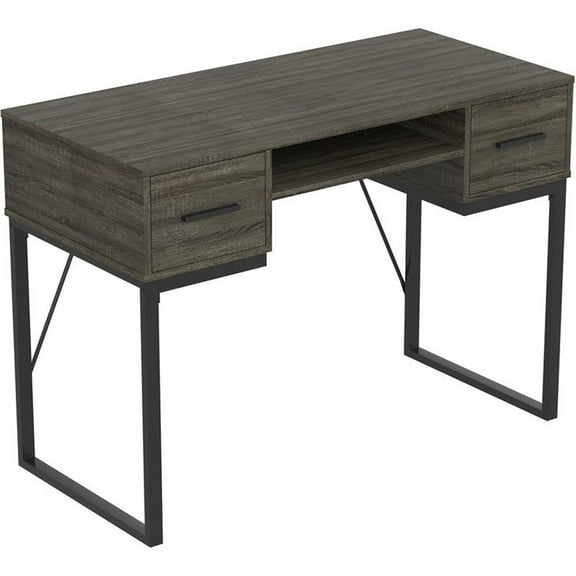 Safdie & Co. 42.5"L 2-Drawers 1-Shelf Black Metal Computer Desk in Dark Grey