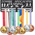 thumbnail image 2 of Zombie Apocalypse Training Medal Hanger Display Funny Running Competition Medal Holder Frame Iron 40+ Medal Hook, 2 of 9