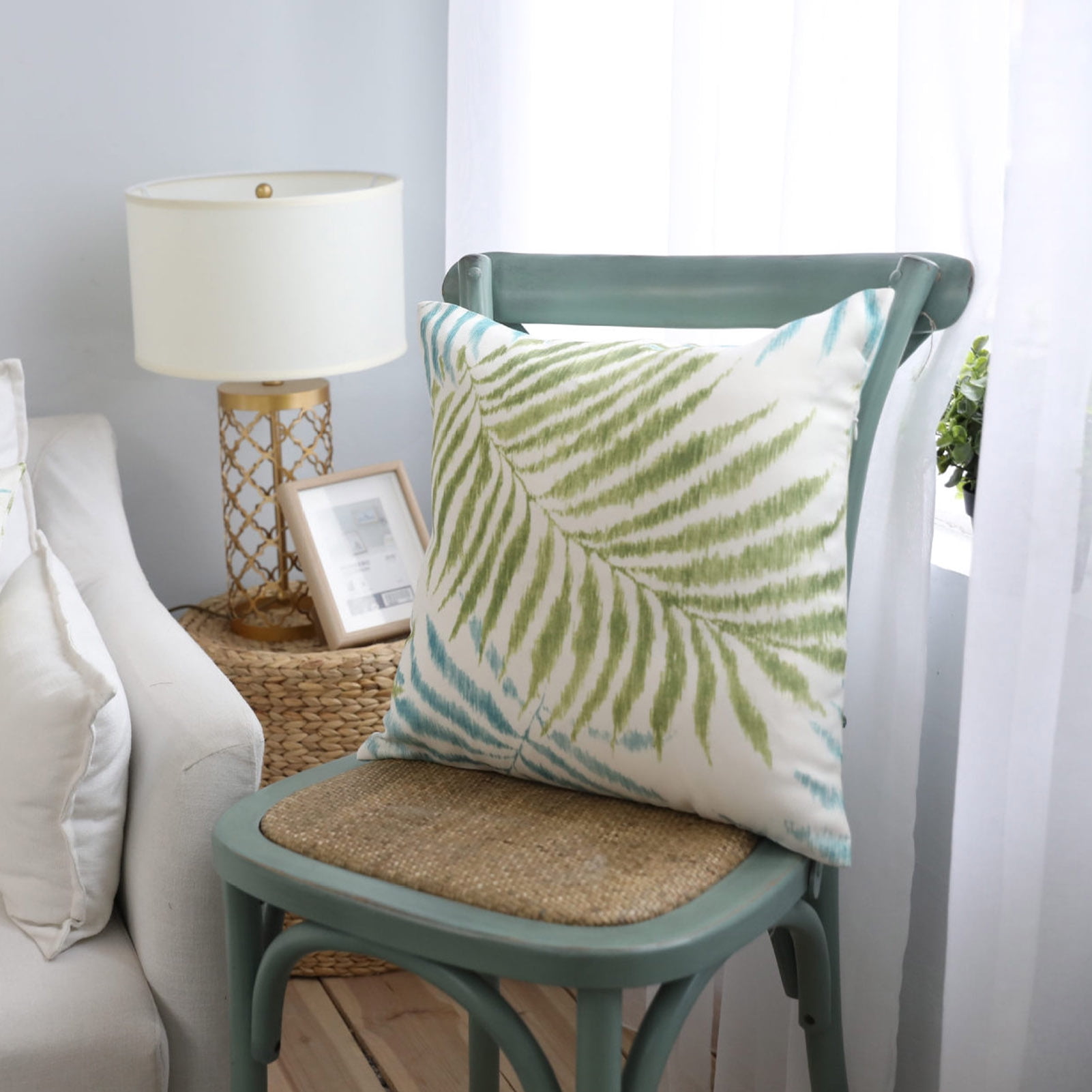 Travelwant 2Packs Tropical Green Leaves Throw Pillow Covers 18x18