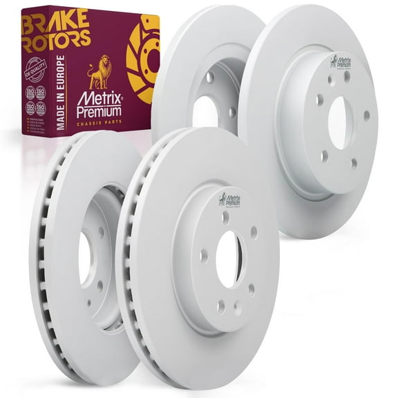 Metrix Premium Chassis Parts - 4 PCS Front/Rear Coated Brake Rotor Kit Fits 2010-2015 Chevrolet Cruze, 2016 Chevrolet Cruze Limited, 2013-2016 Sonic, 580770FZN, 580769FZN, Made in Europe