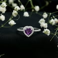 thumbnail image 6 of Rosec Jewels Natural Amethyst Heart Engagement Ring with Halo - Amethyst Diamond Ring - AAA Quality - with Jewelry Box, 18K White Gold, US 12.50, 6 of 9