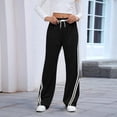 thumbnail image 4 of Pantalones Deportivos de Pierna para Mujer, Informales, de Cintura Alta, Rectos, con Cordón y Bolsillos Negro M, 4 of 9