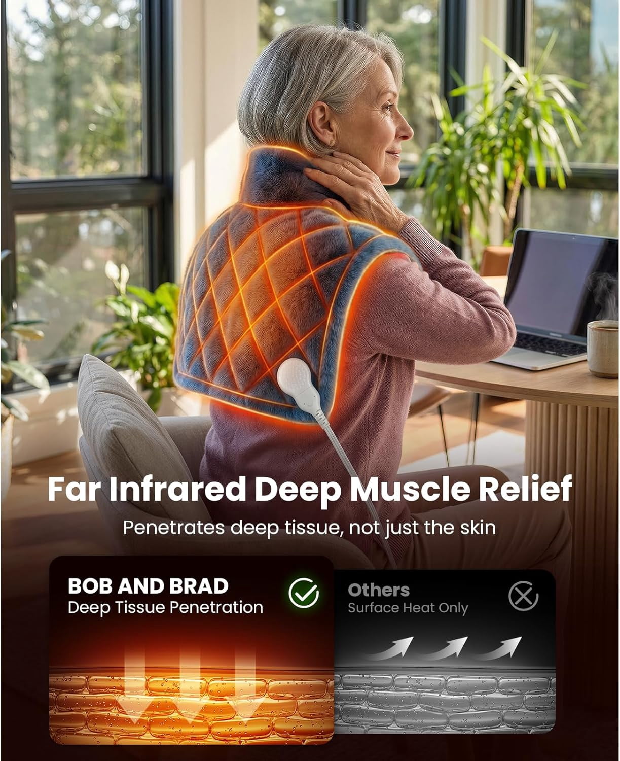 Bob and Brad 2.2lb Weighted Heating Pad for Neck and Shoulders Deep Tissue Relax, 20"x22", Gift for Mom Women