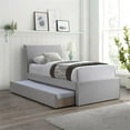 thumbnail image 2 of Meridian Furniture Myles Lit Gigogne Simple en Tissu Texturé en Lin Gris, 2 of 9