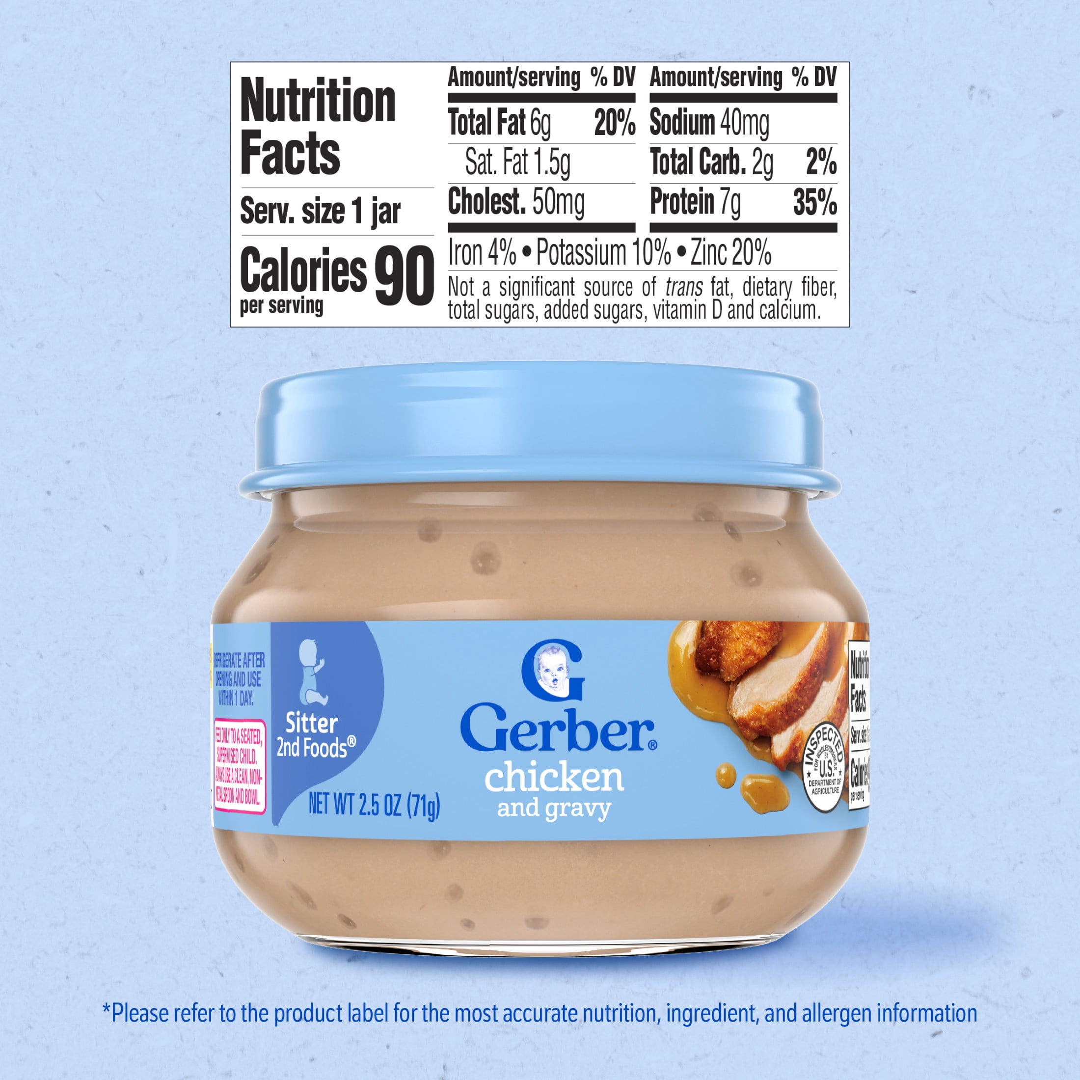 (3 pack) Gerber Stage 2, Chicken and Gravy Jar, Baby Food, Mealtime Poultry Puree 2.5 oz