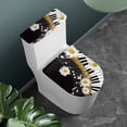 thumbnail image 3 of HELLHERO Bathroom Toilet Cover Set & Stretch Toilet Protector Cover for Modern Bathrooms, Polyester, Reusable, Daisy Musical Note, 3 of 8