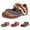 Brown, variant on Girls Mary Jane Shoes Ruffle Gingham Lace Trim Flats Princess Shoes with Bowknot Ankle Strap Elegant Vintage Dress Shoes