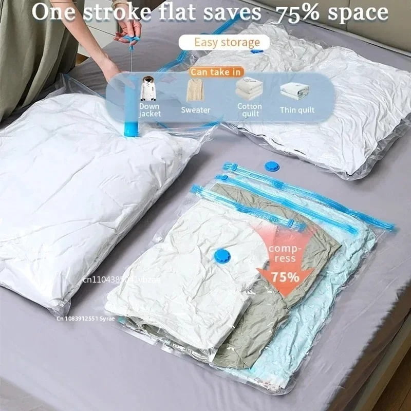 5pcs Thickened Vacuum Compression Bag,Transparent Quilt Vacuum Bags, Storage Bags, Household Clothing Storage and Sorting Bag